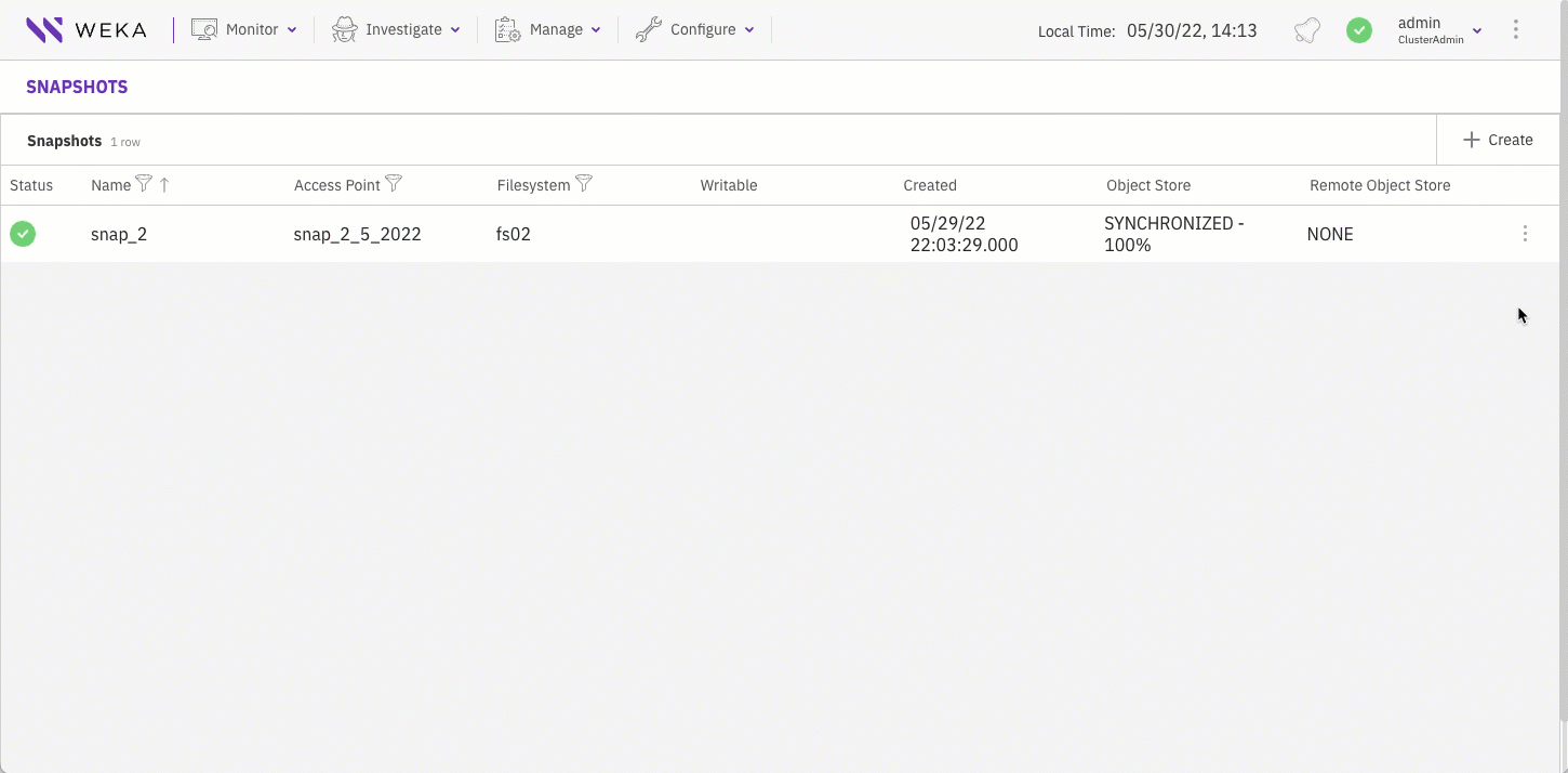 Copy snapshot locator