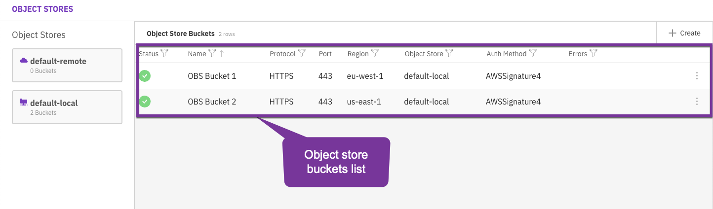 View object store buckets