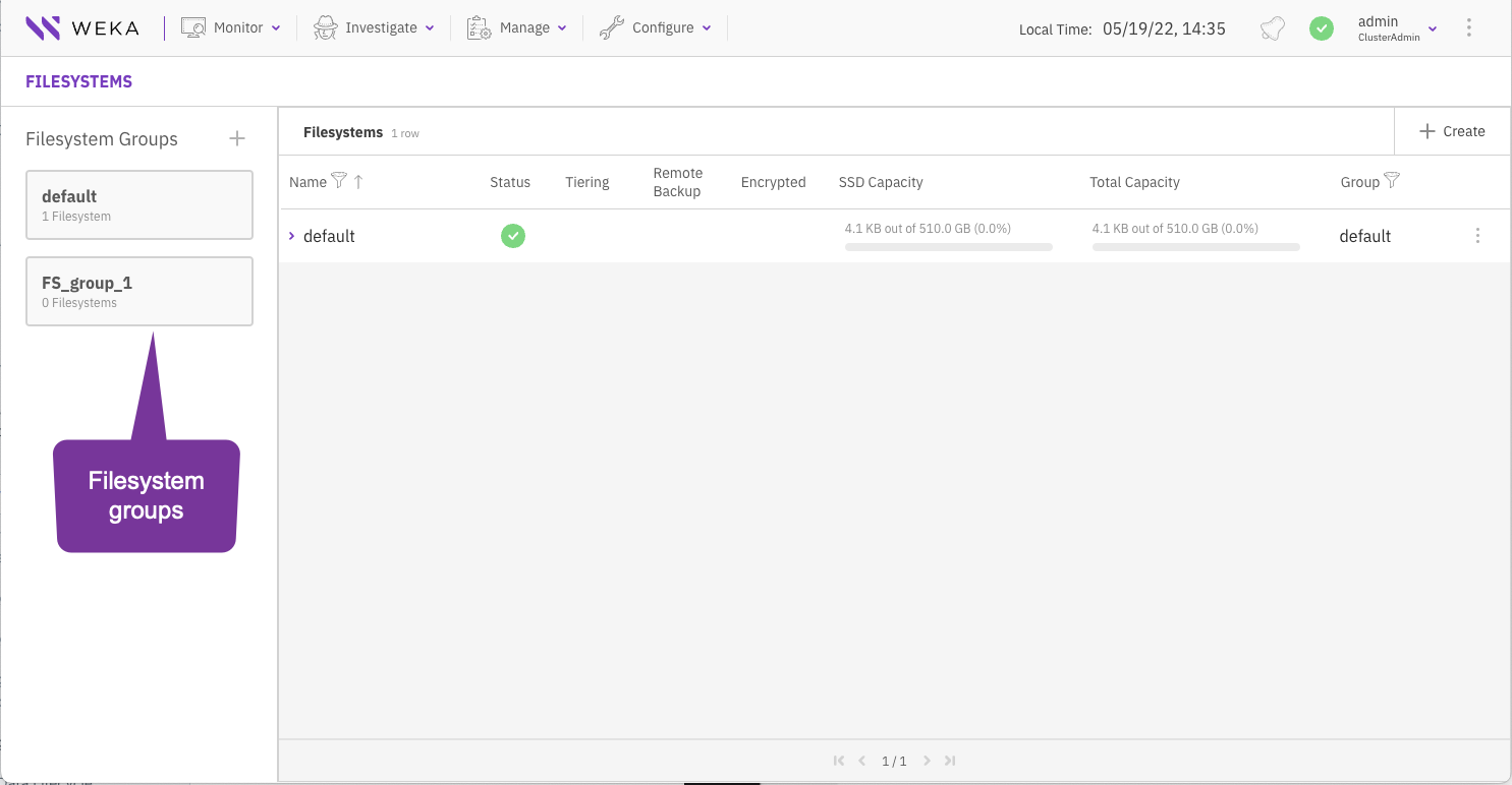 Filesystem groups example