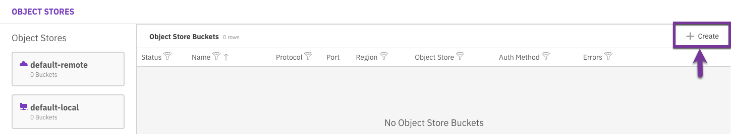 Create object store bucket