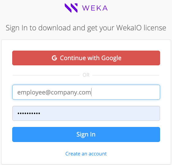 Sign in to download and get your WEKA license