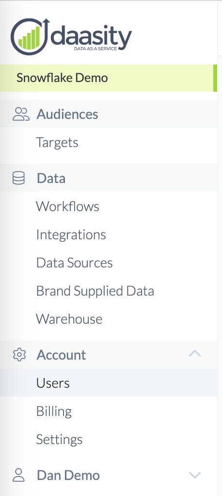 Account > Users configuration