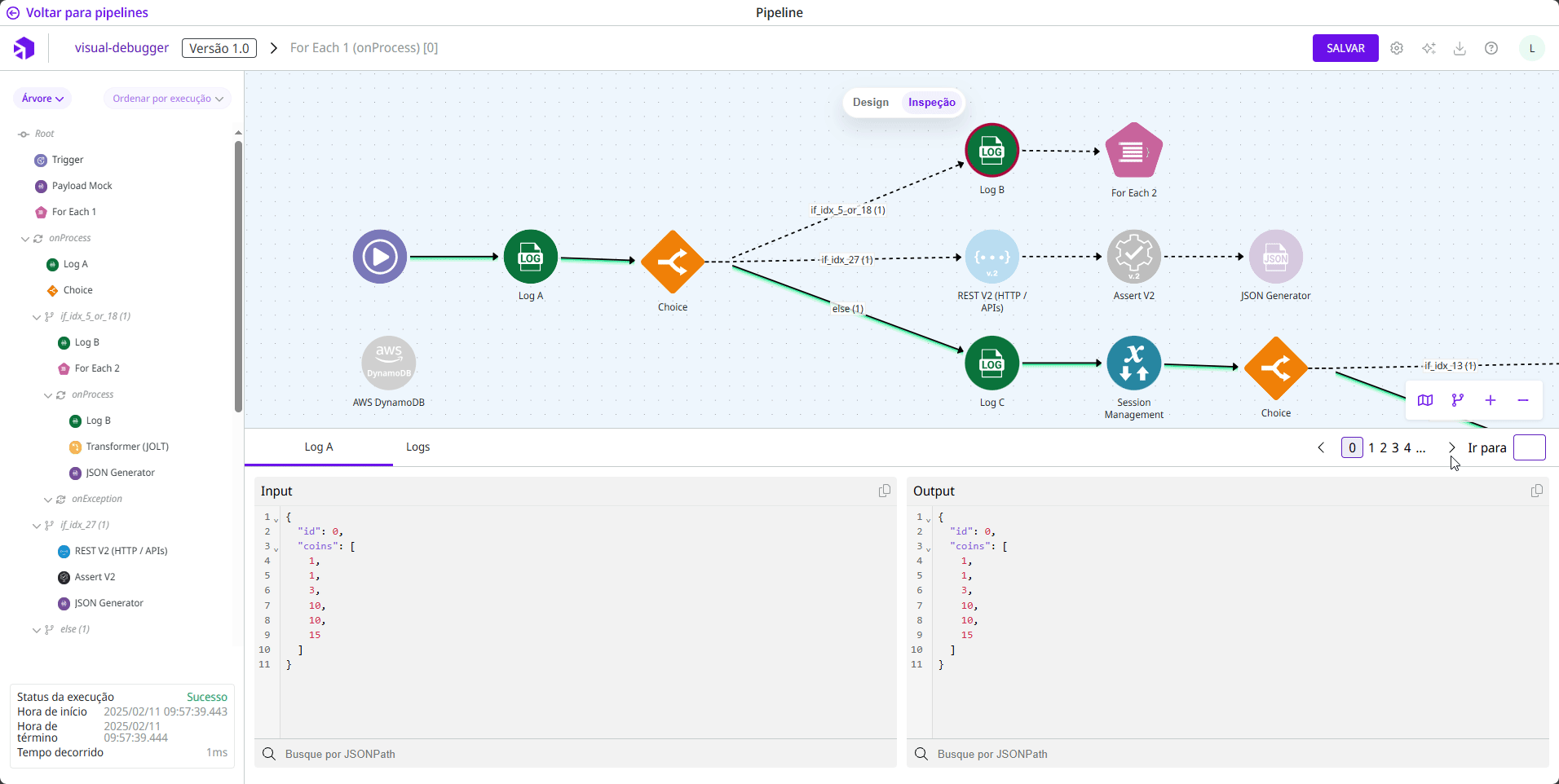Navegação no menu com setas, paginação de índices, e campo "Ir para".