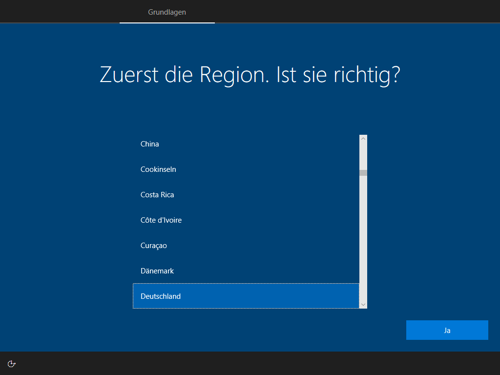 Abbildung 7: OOBE-Bildschirm