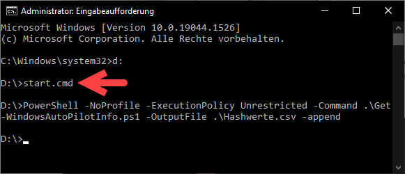 Abbildung 10: Starten des Skripts