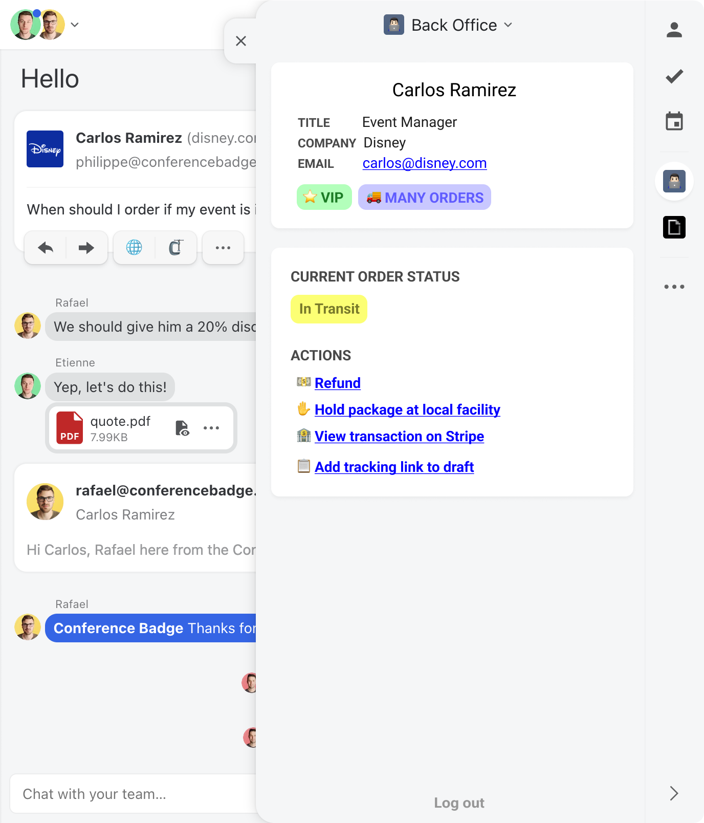 Custom integration developed by an e-commerce platform