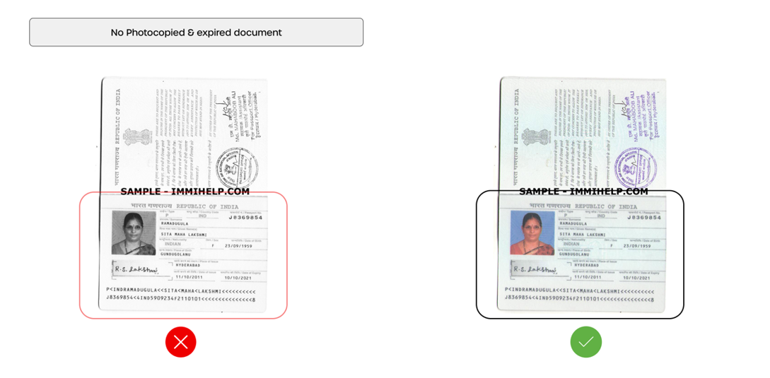 No photocopy or expired document