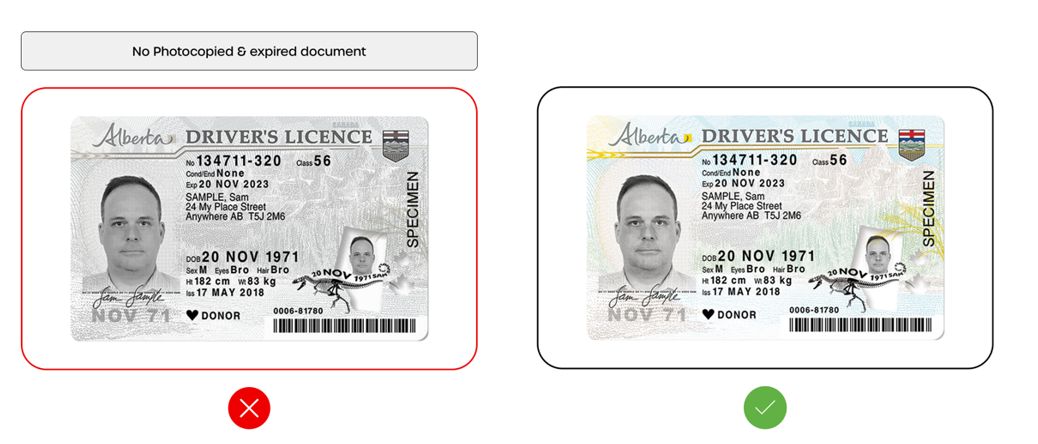 No Photocopied & Expired Document