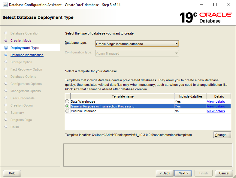 Oracle Database Creation - migration-center documentation