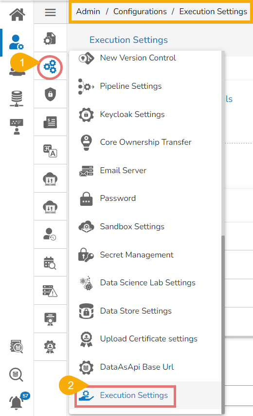 Execution Settings Administrative Settings Execution Settings Administrative Settings