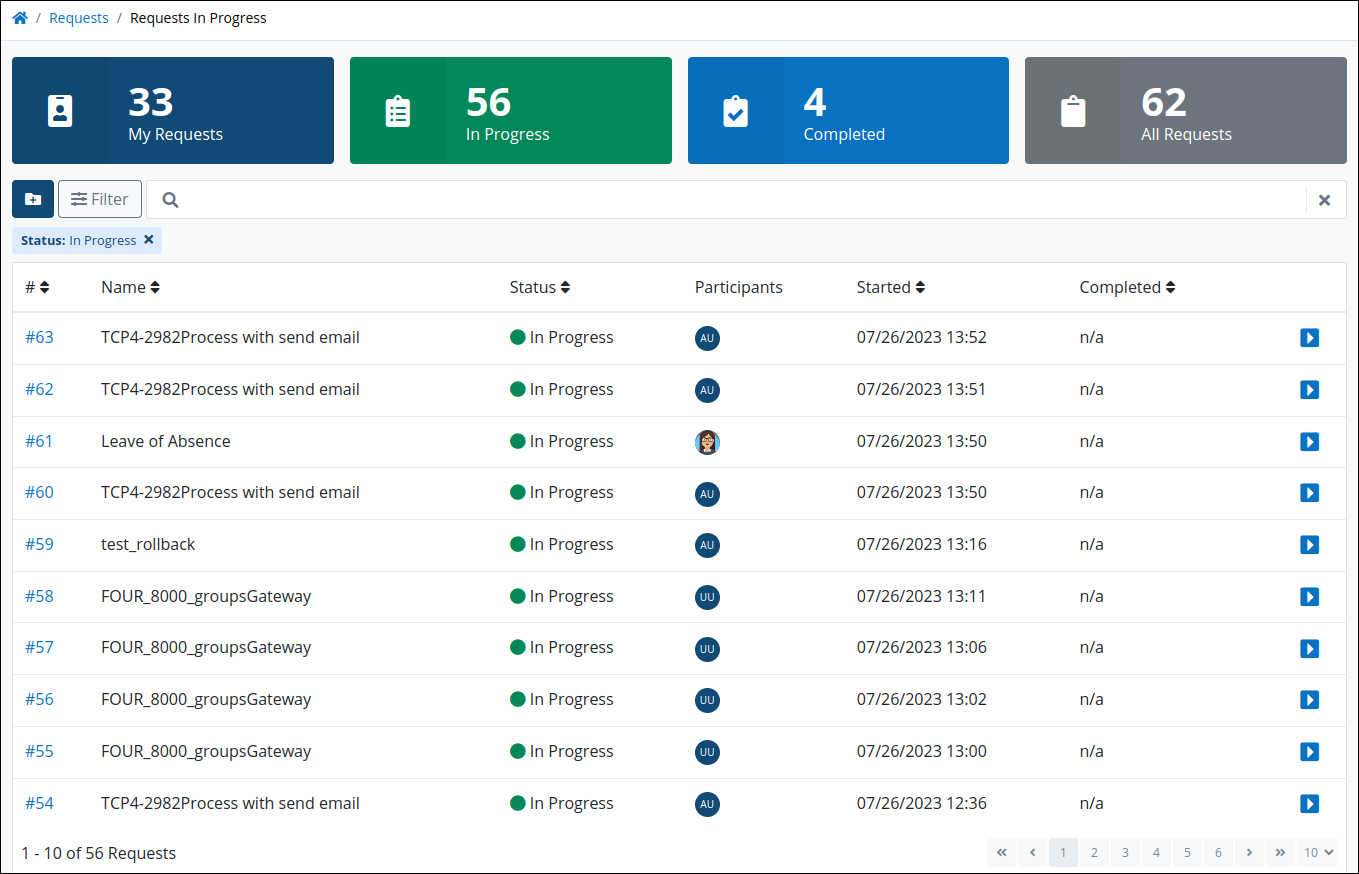 View Requests That Are In Progress ProcessMaker Platform Documentation