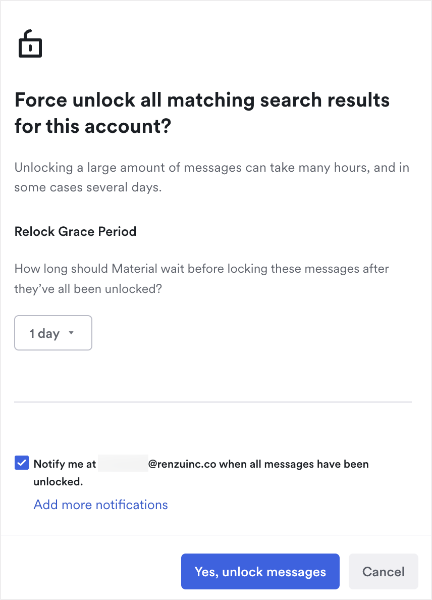force unlock confirmation screen