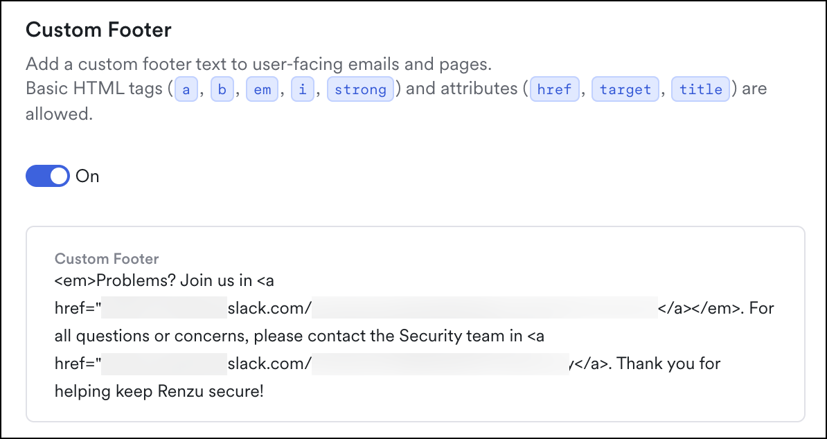 Add a custom footer in settings