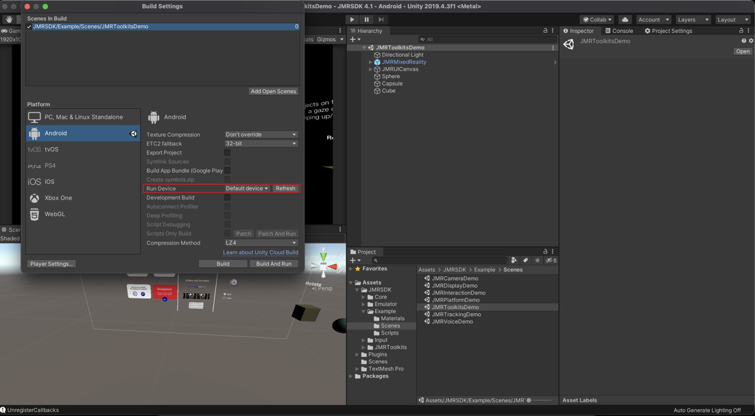 Building to Target Device - JMRSDK Development