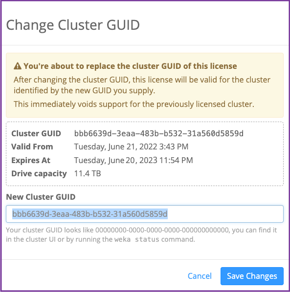 Change cluster GUID