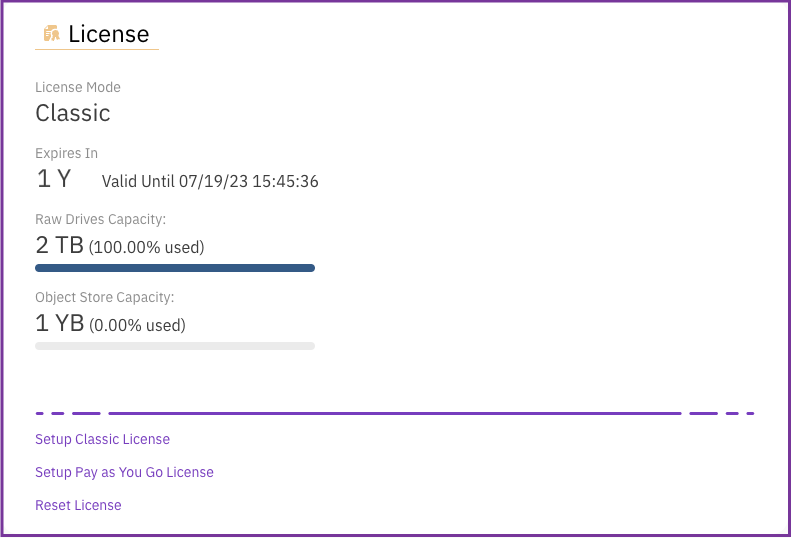 Weka cluster license status