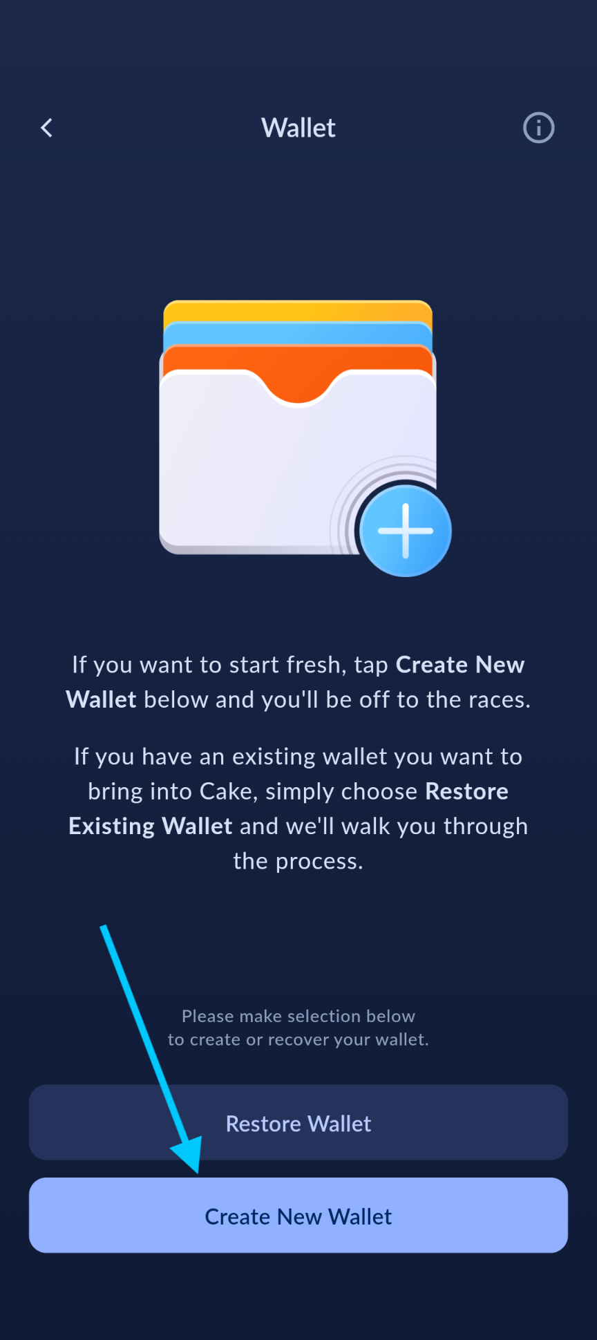 Choose Create Wallet