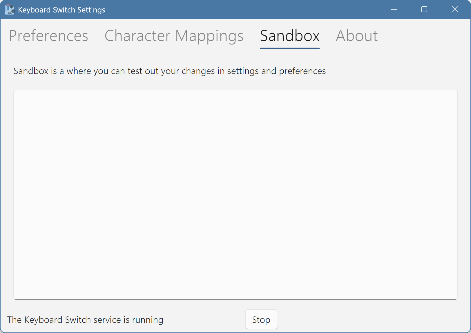The sandbox tab