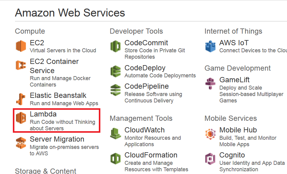 Lambda in AWS Console