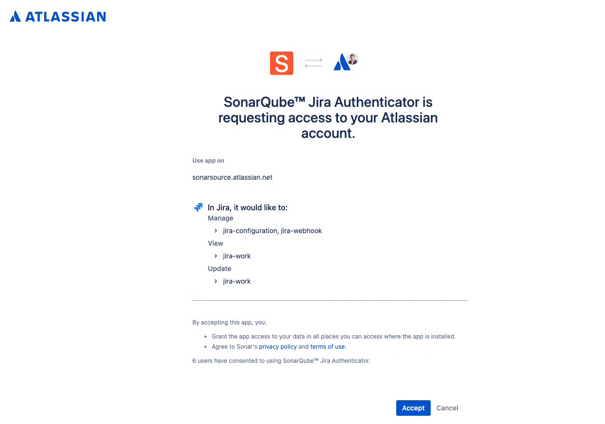 Jira authenticator requesting access to your Atlassian account