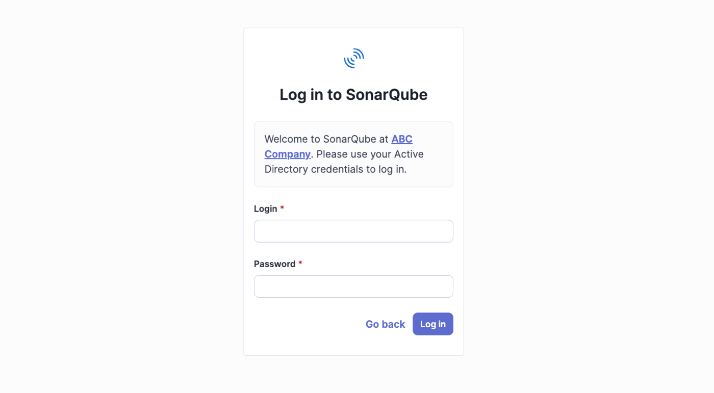 A custom message is displayed on the login screen
