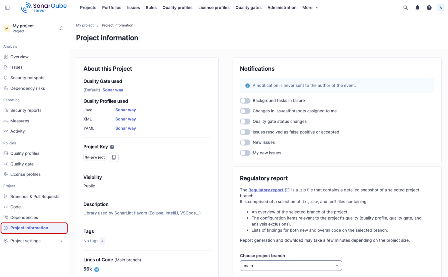 Project information page