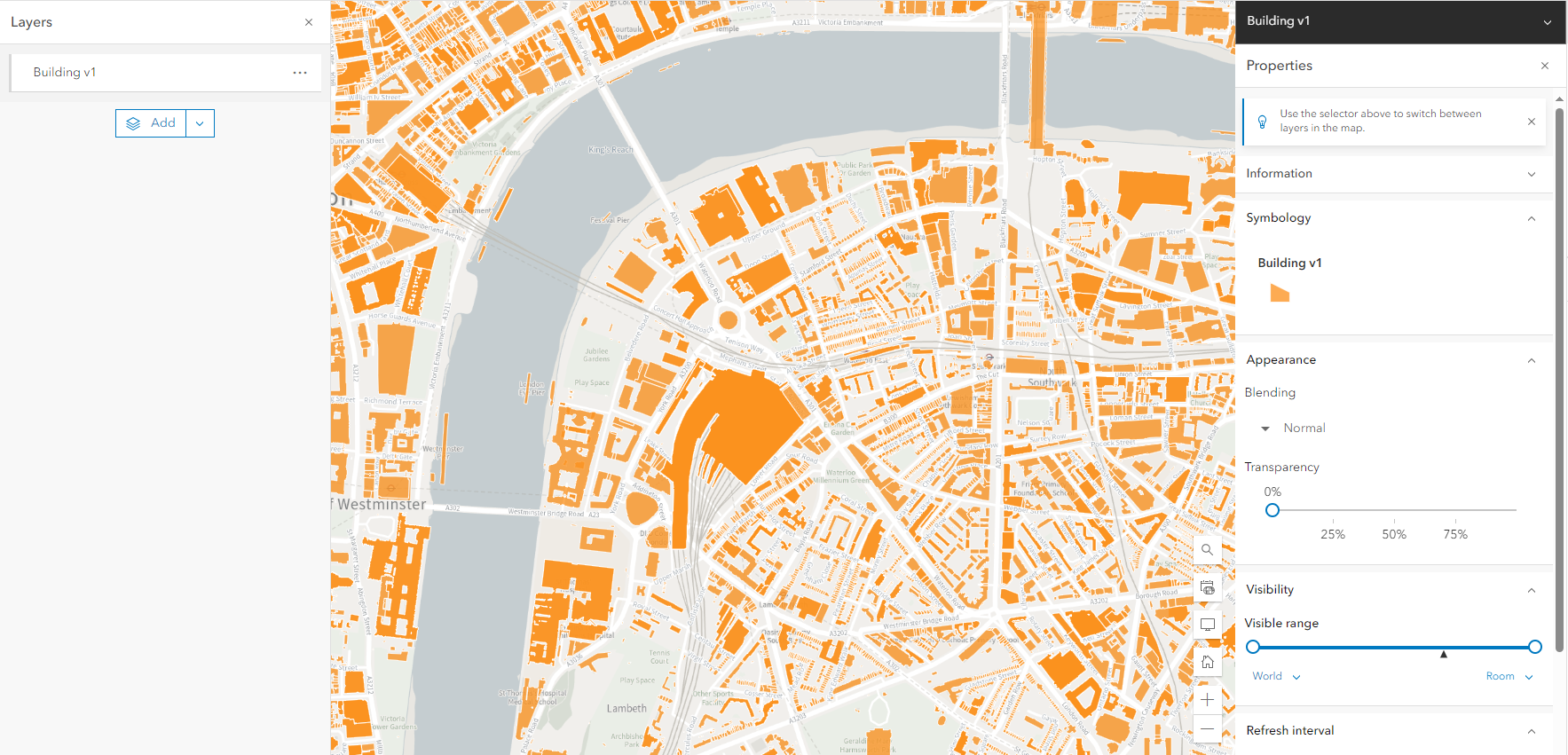 ArcGIS Online UI showing OS NGD API – Features data in the map area.
