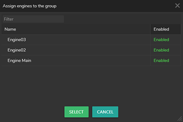 Assigned Engines to a Group