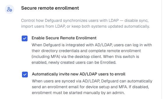 LDAP Secure remote enrollment