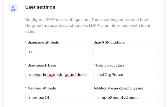 LDAP User settings