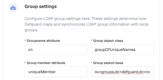LDAP Group settings