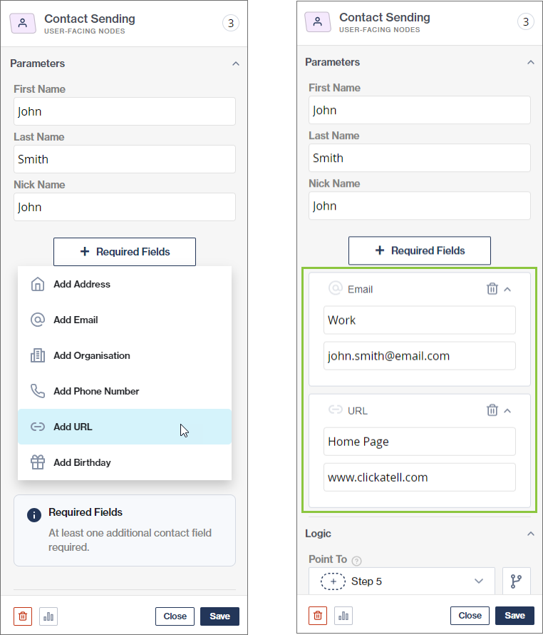 Contact Sending - Chat Flow User Guide