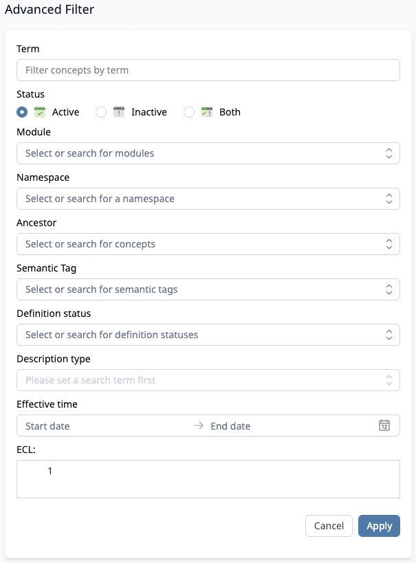 Advanced Search Filter