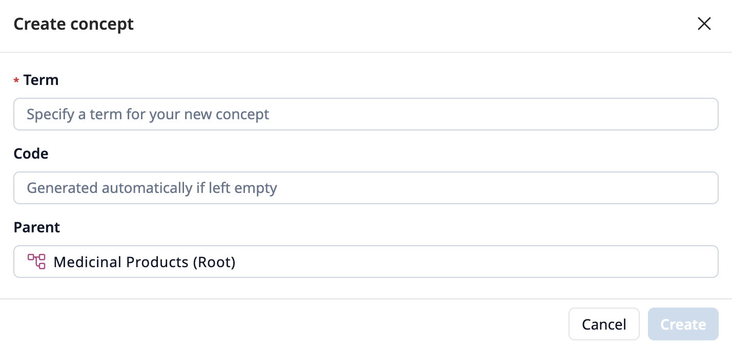 Create Code System Concept Wizard