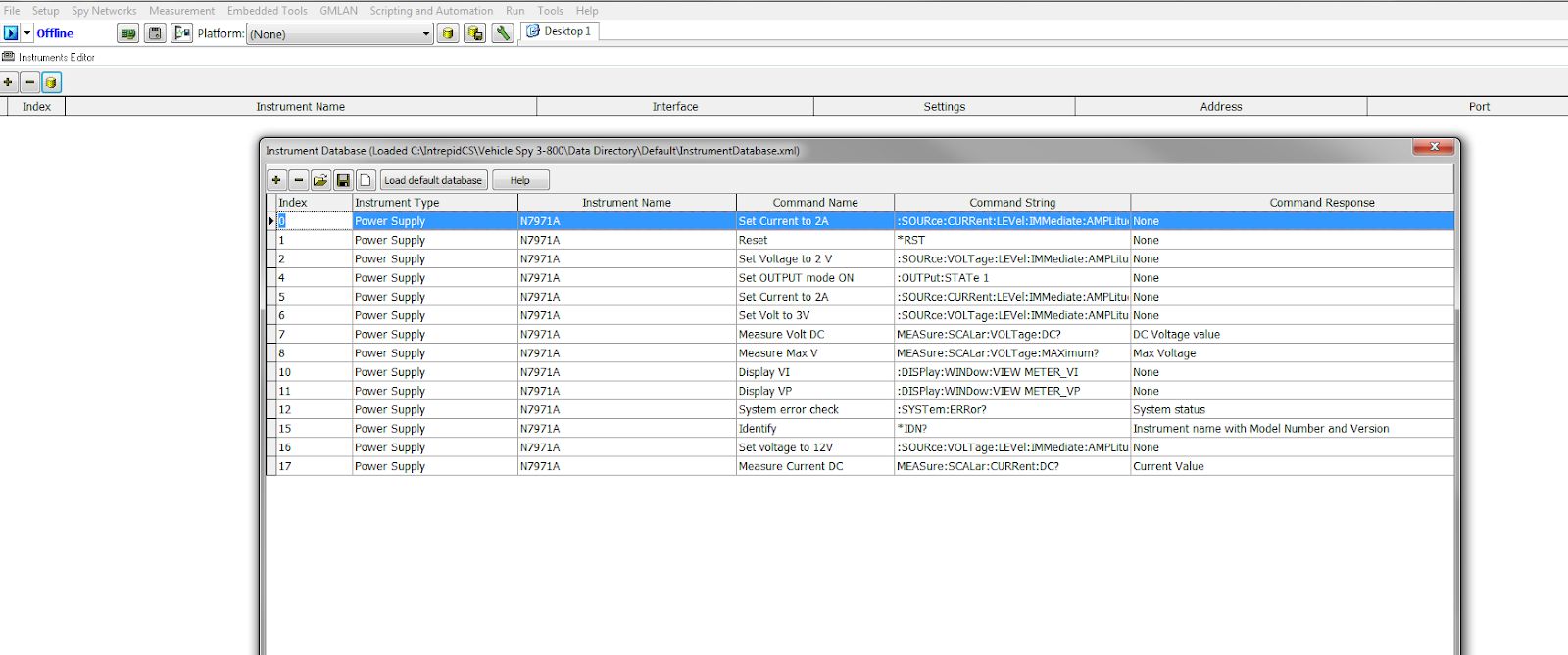 Instrument Database