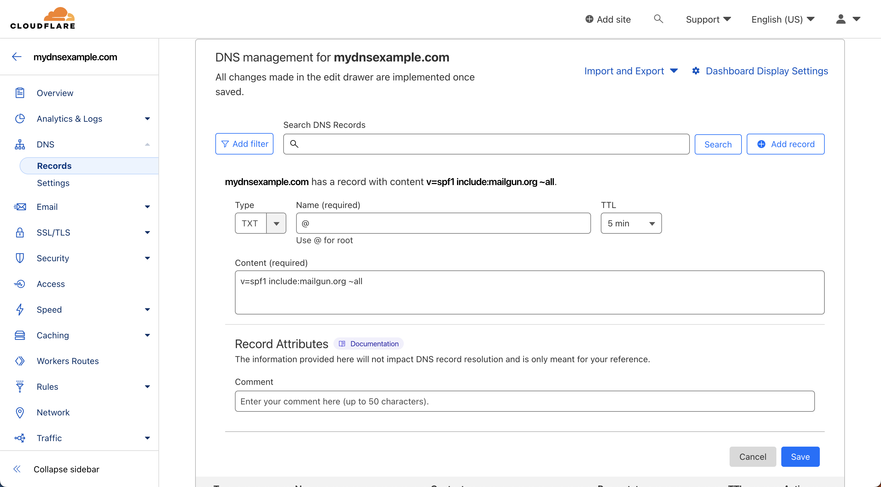 SPF-TXT-Eintrag bei Cloudflare hinzufügen