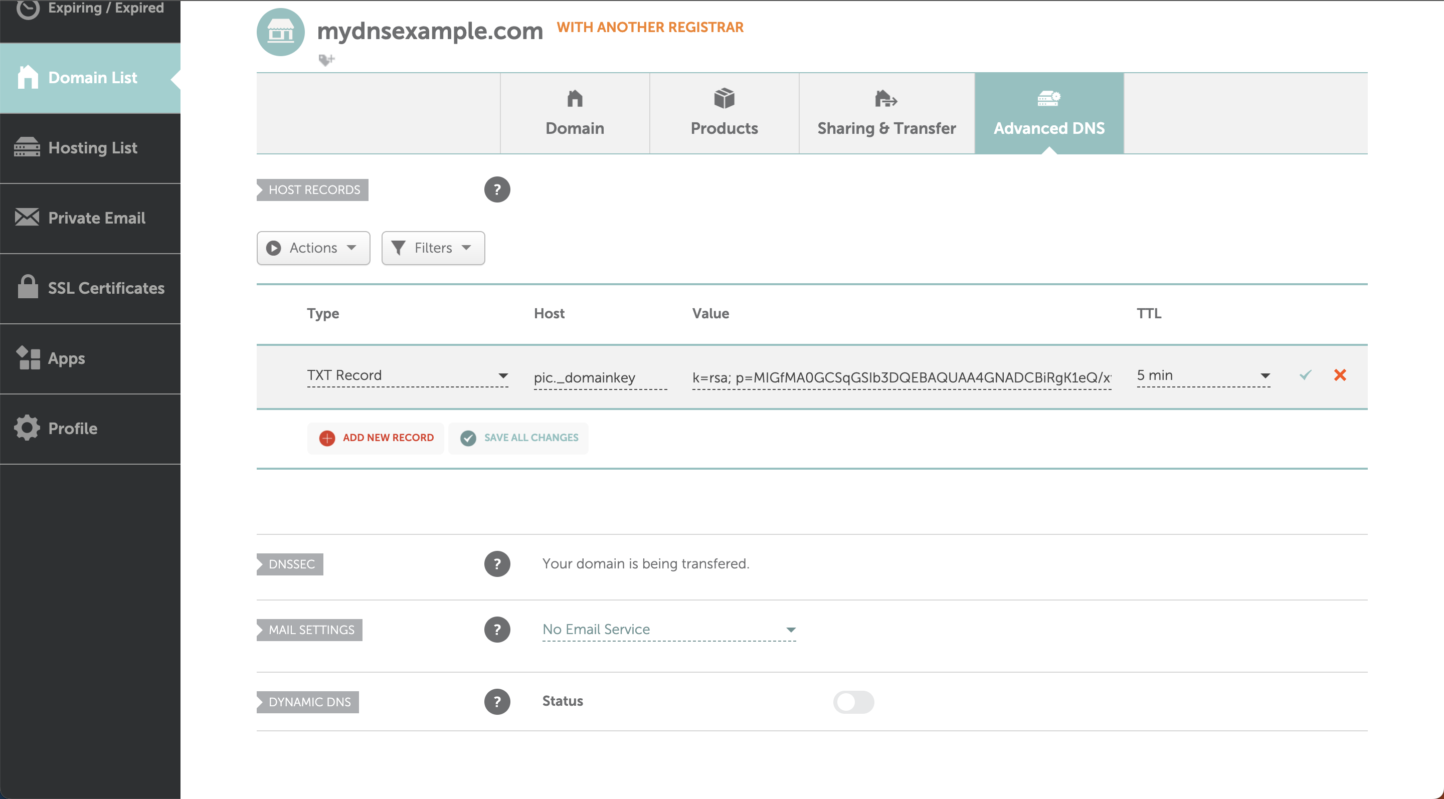 DKIM-TXT-Eintrag bei Namecheap hinzufügen