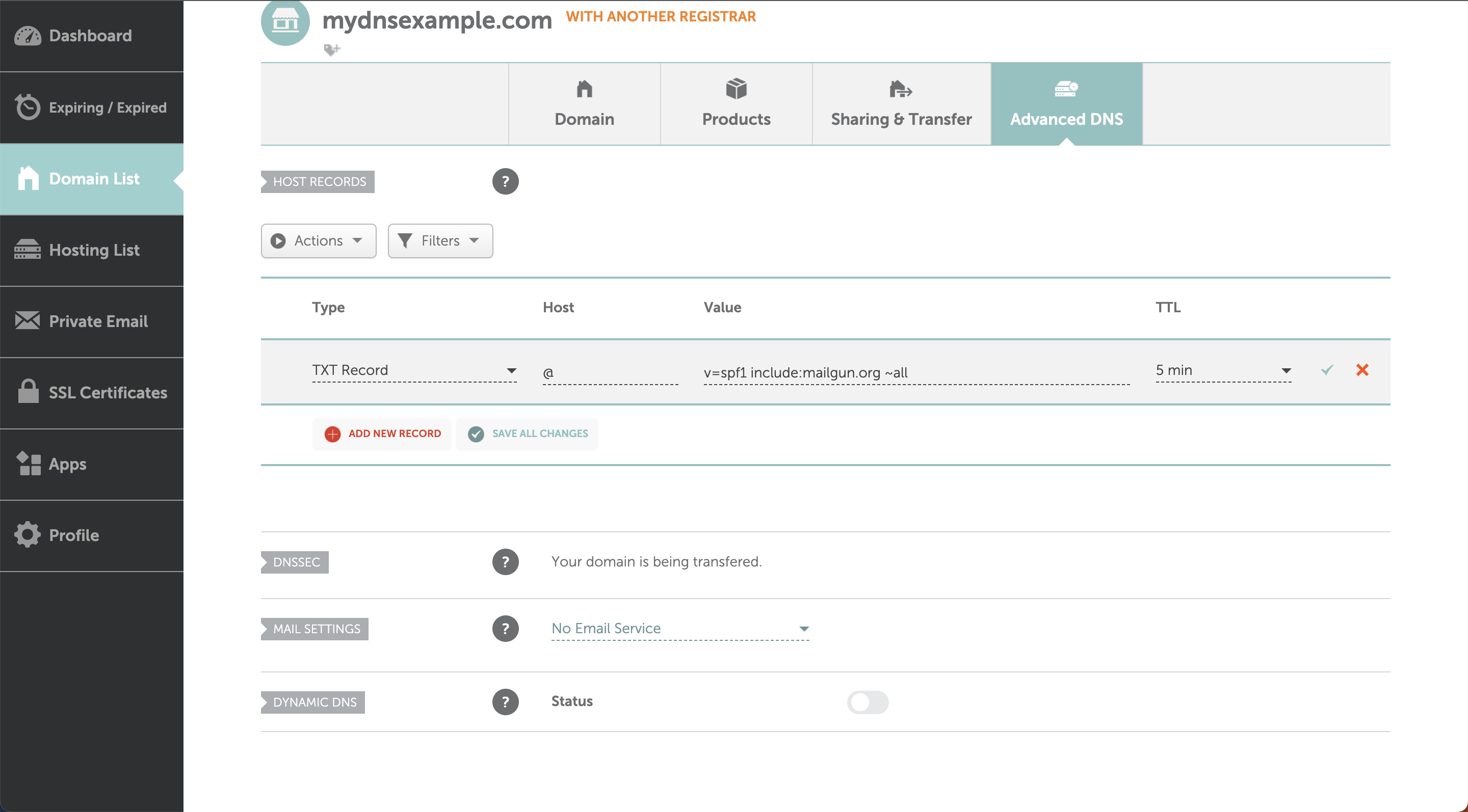 SPF-TXT-Eintrag bei Namecheap hinzufügen