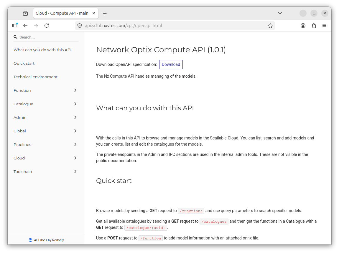 Swagger UI showing the Compute API endpoint list organized by tag