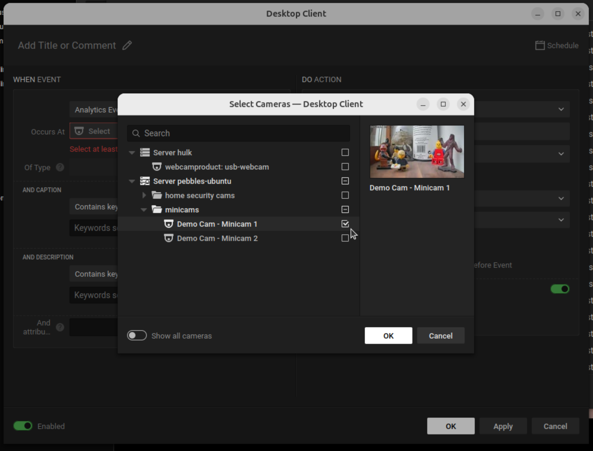 hf event rules   select camera