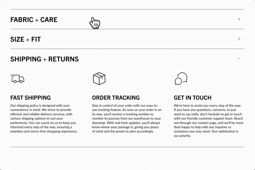 accordion section gif showcase
