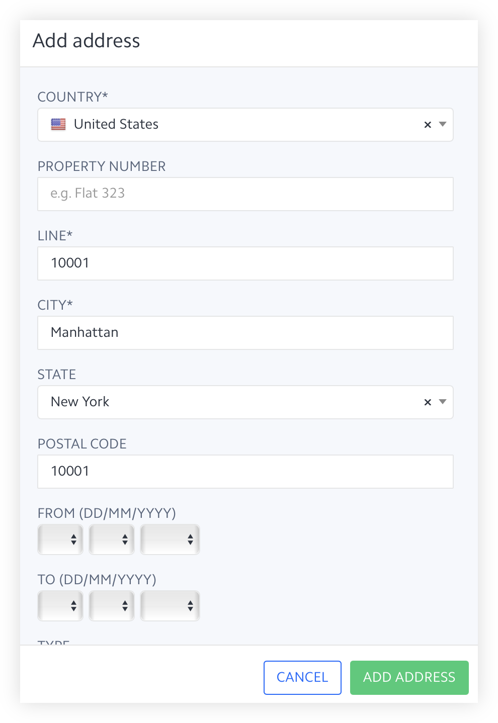 Add Address View