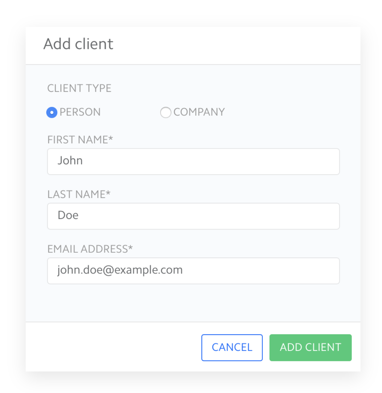 Add Client View
