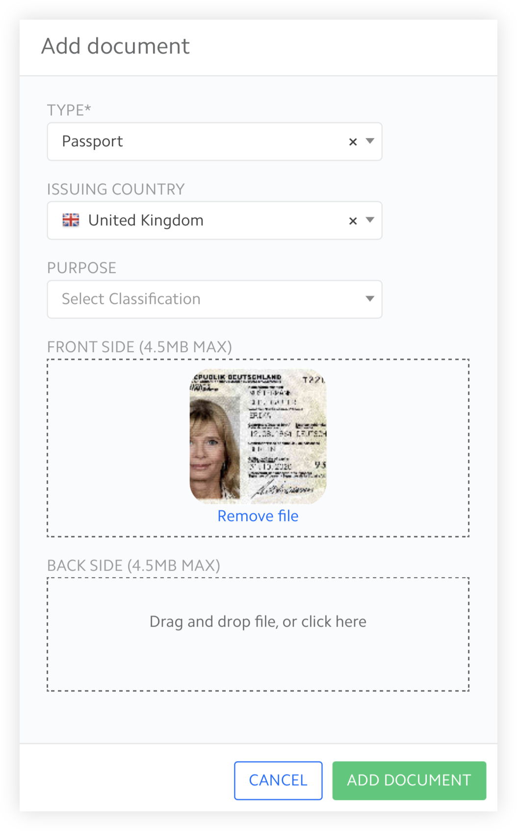 Add Document View
