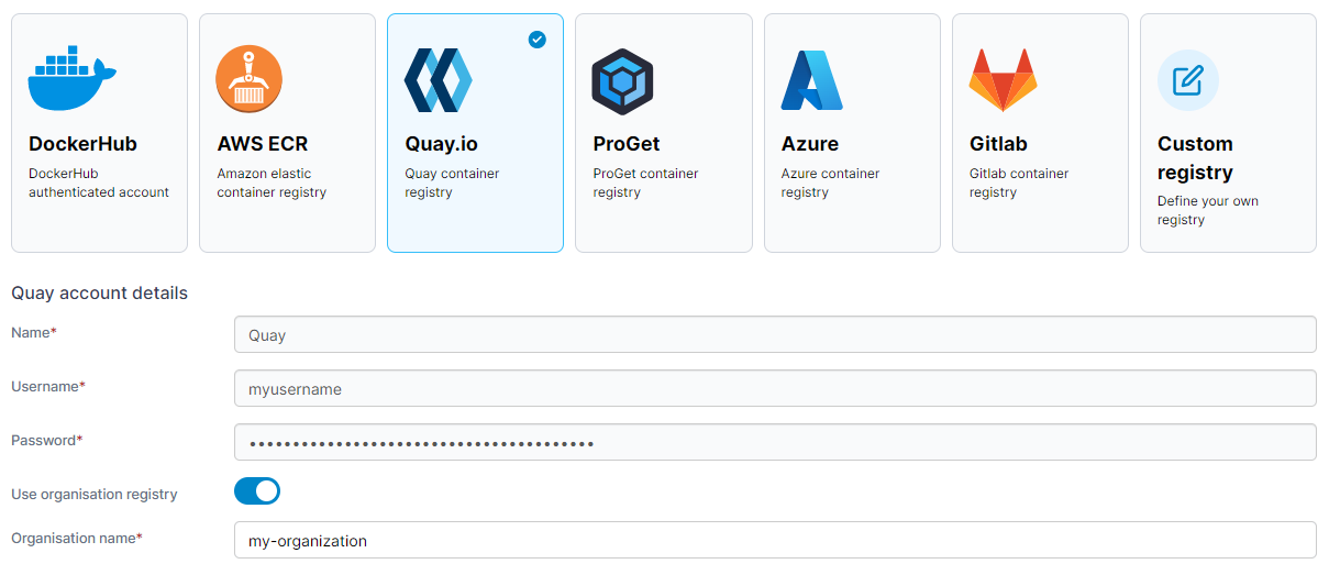 Add a Quay.io registry Portainer Documentation