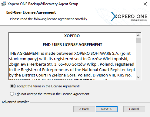End-user agreement