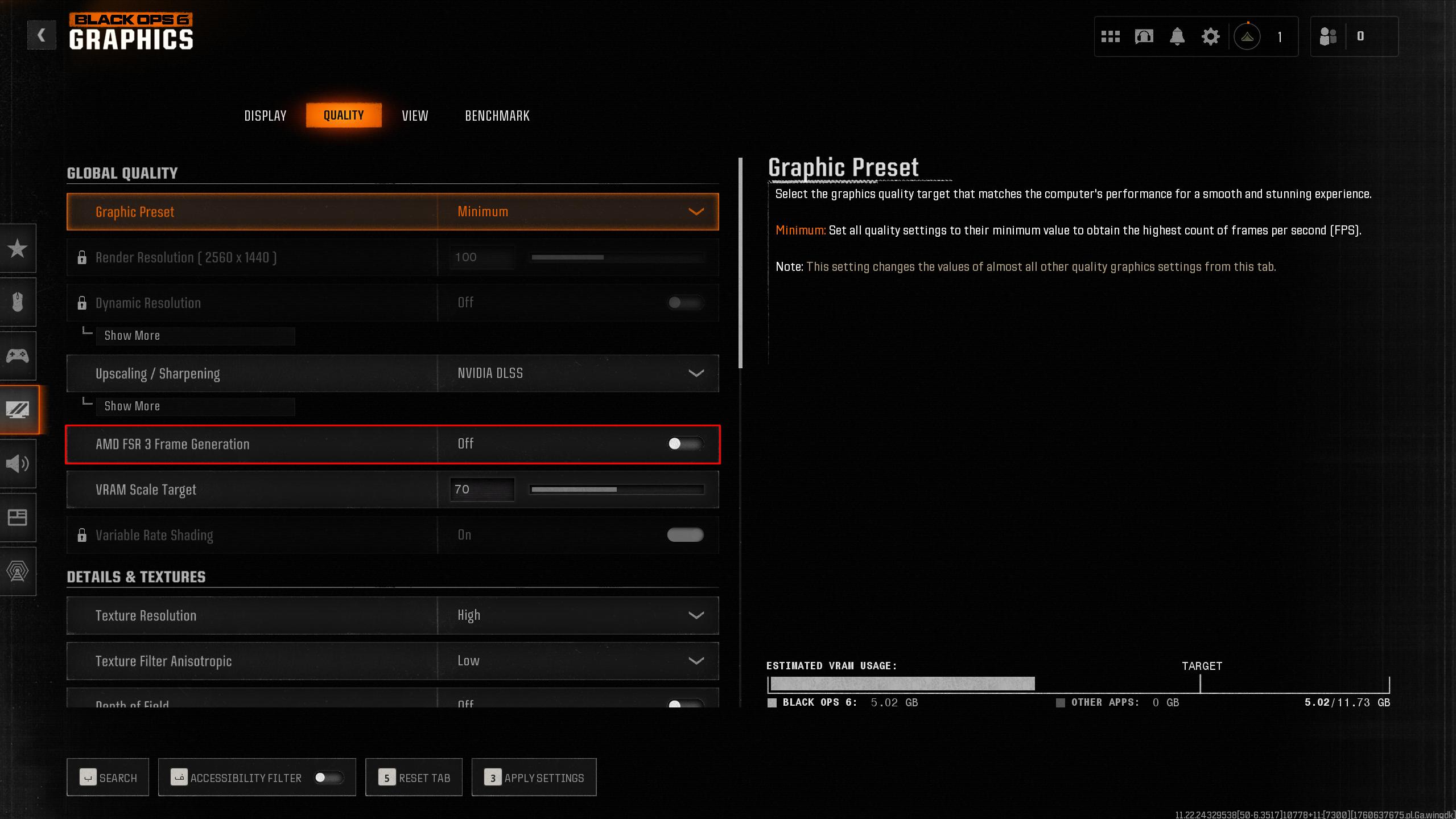 Correct In-Game Settings