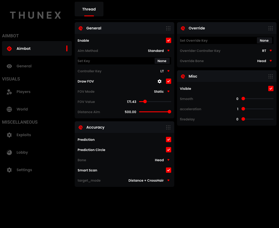 Thunex Menu
