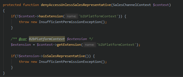 Figure 3. Here will be checked whether the logged-in user is a sales employee.