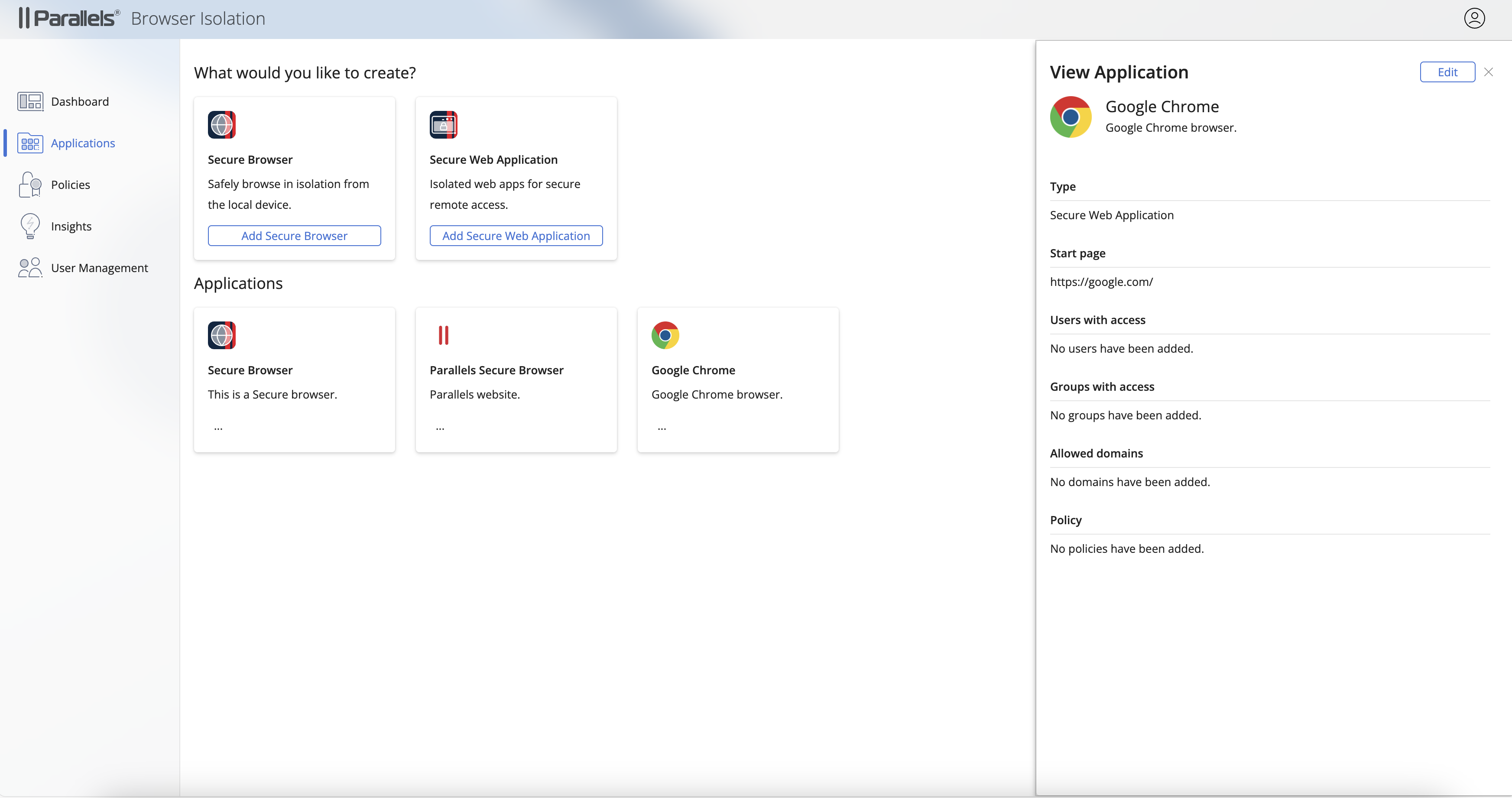 The Application category